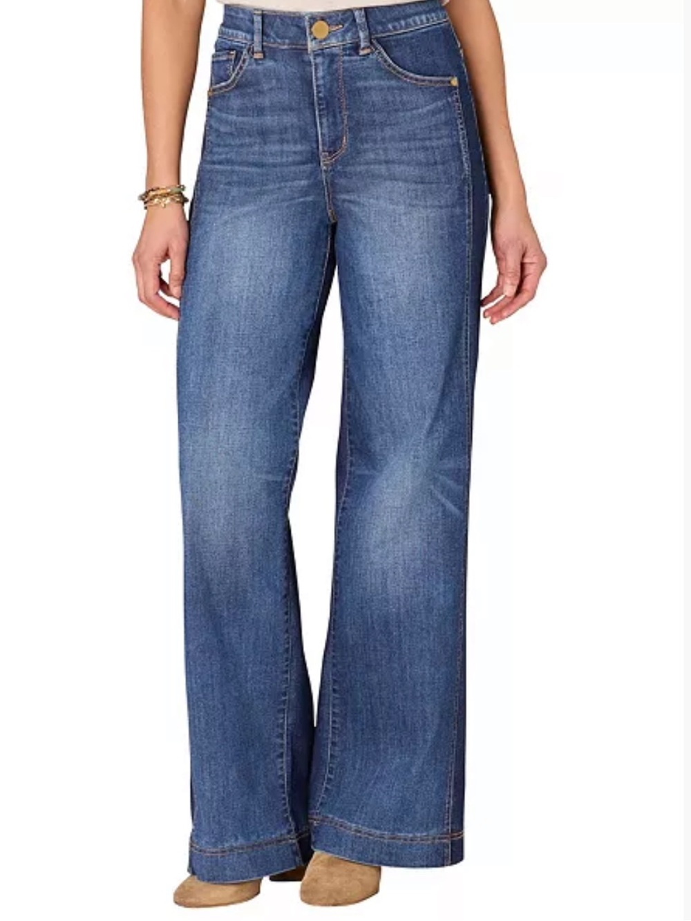 Democracy Absolution Skyrise Wide Leg Jeans Women 10 Blue Stretch Boho Retro NWT